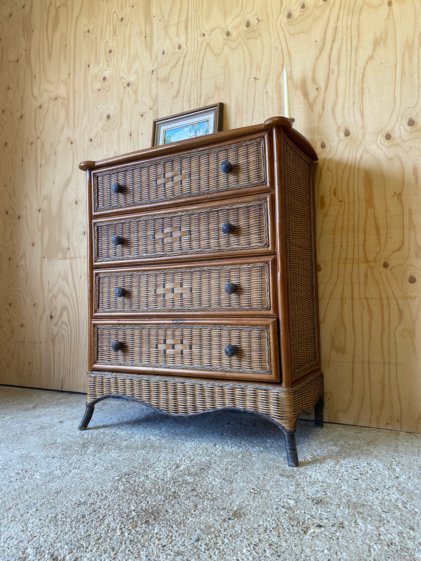 Bamboo & Wicker Chest of Drawers