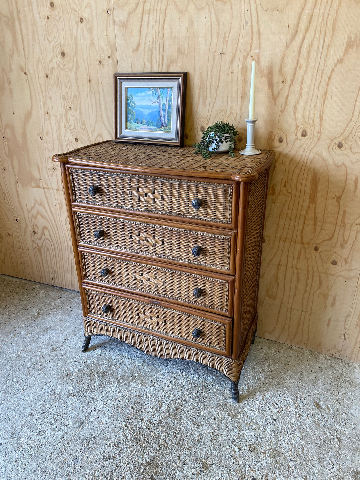 Bamboo & Wicker Chest of Drawers