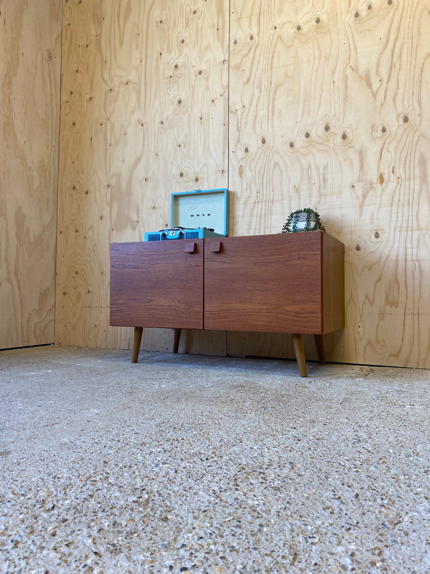 Vintage Retro Mid Century Sideboard by Danish makers Domino Mobler on Wooden Tapered Legs