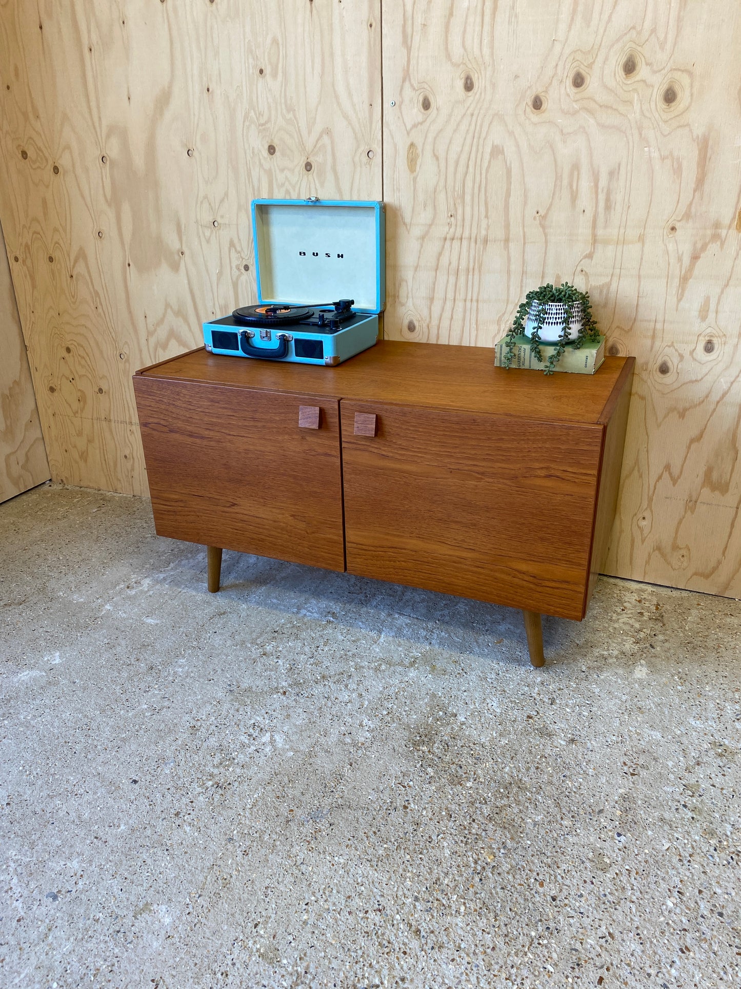 Vintage Retro Mid Century Sideboard by Danish makers Domino Mobler on Wooden Tapered Legs