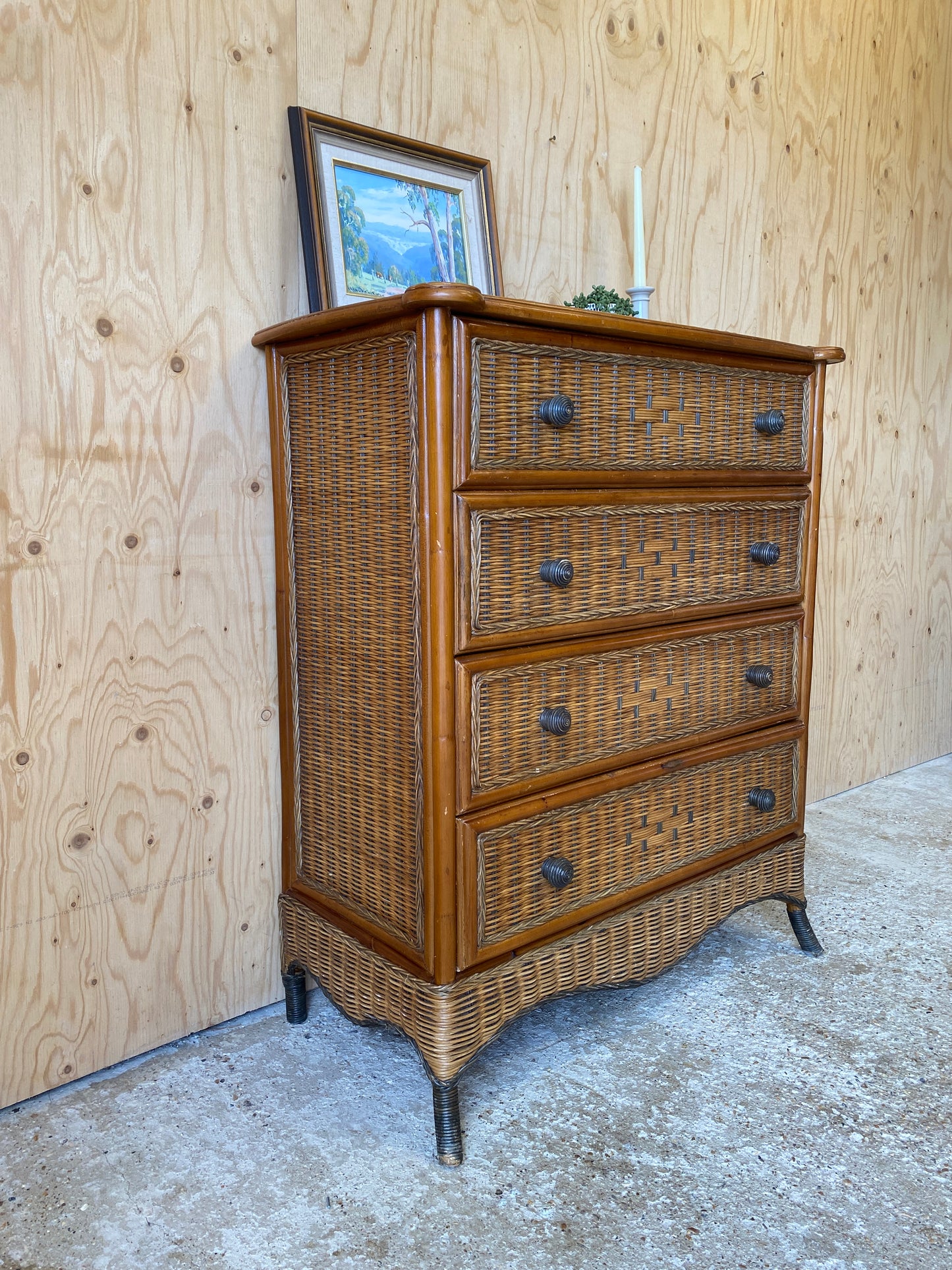 Bamboo & Wicker Chest of Drawers