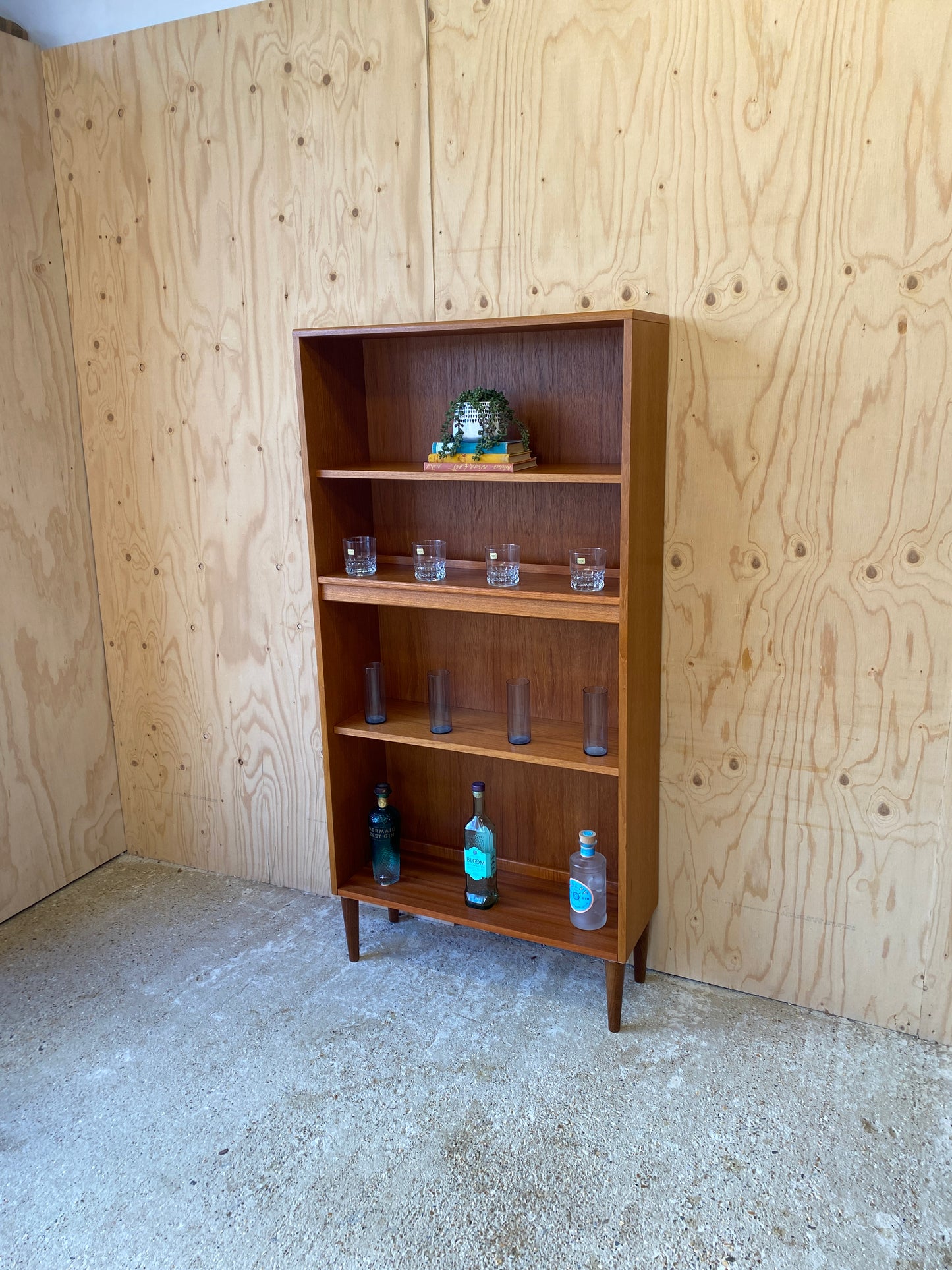 Mid Century Vintage Bookcase by British makers GPlan on Wooden Tapered Legs