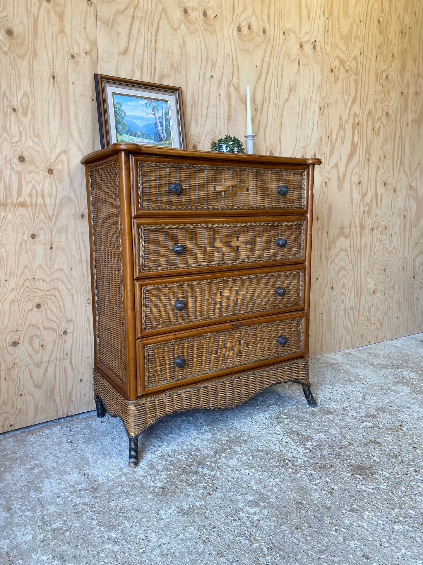 Bamboo & Wicker Chest of Drawers