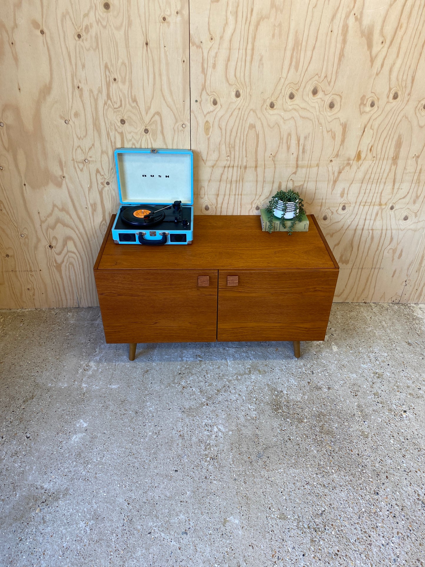 Vintage Retro Mid Century Sideboard by Danish makers Domino Mobler on Wooden Tapered Legs
