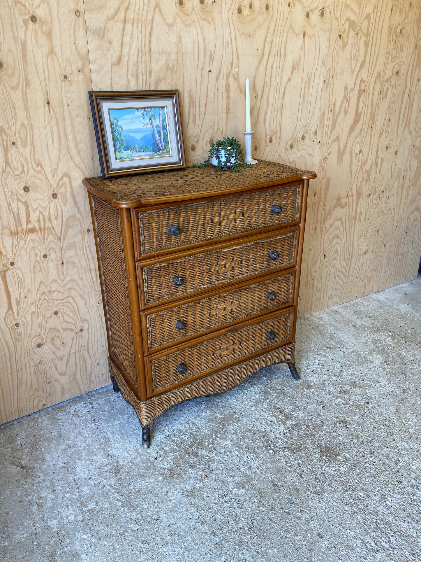 Bamboo & Wicker Chest of Drawers