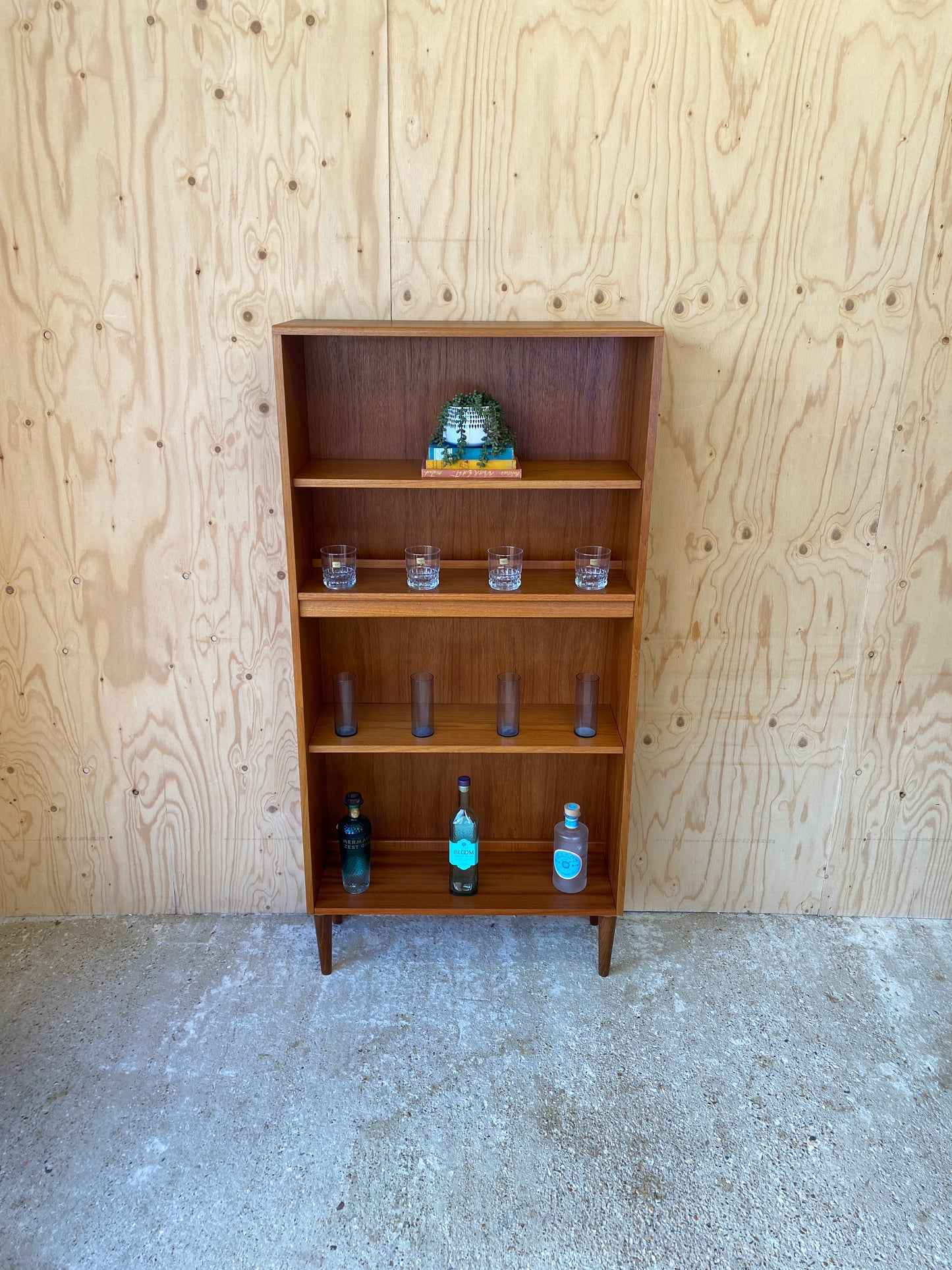 Mid Century Vintage Bookcase by British makers GPlan on Wooden Tapered Legs
