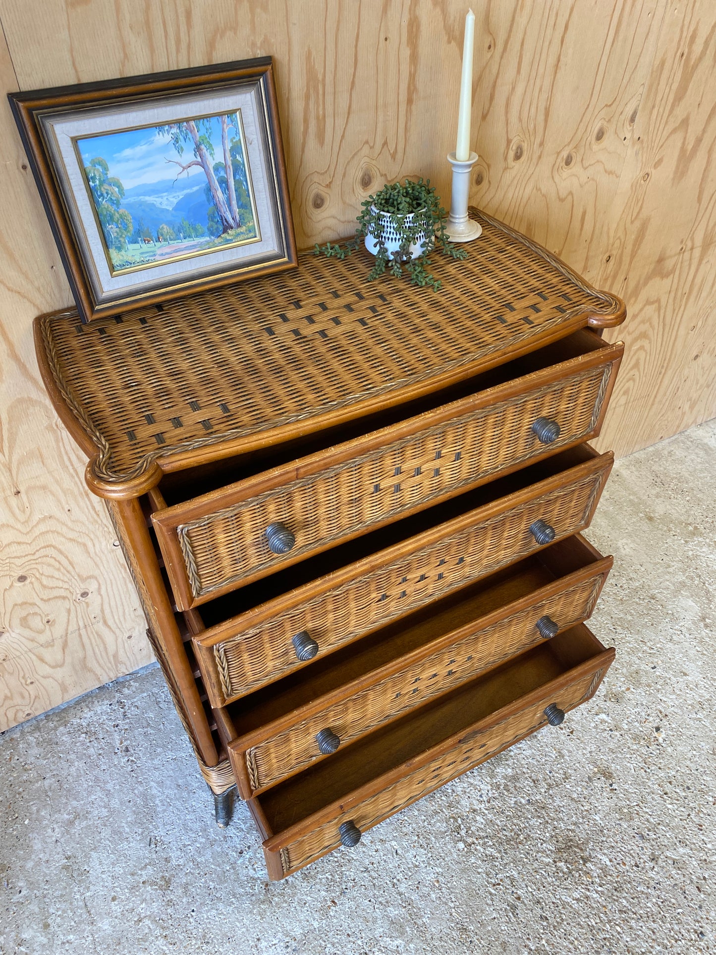 Bamboo & Wicker Chest of Drawers