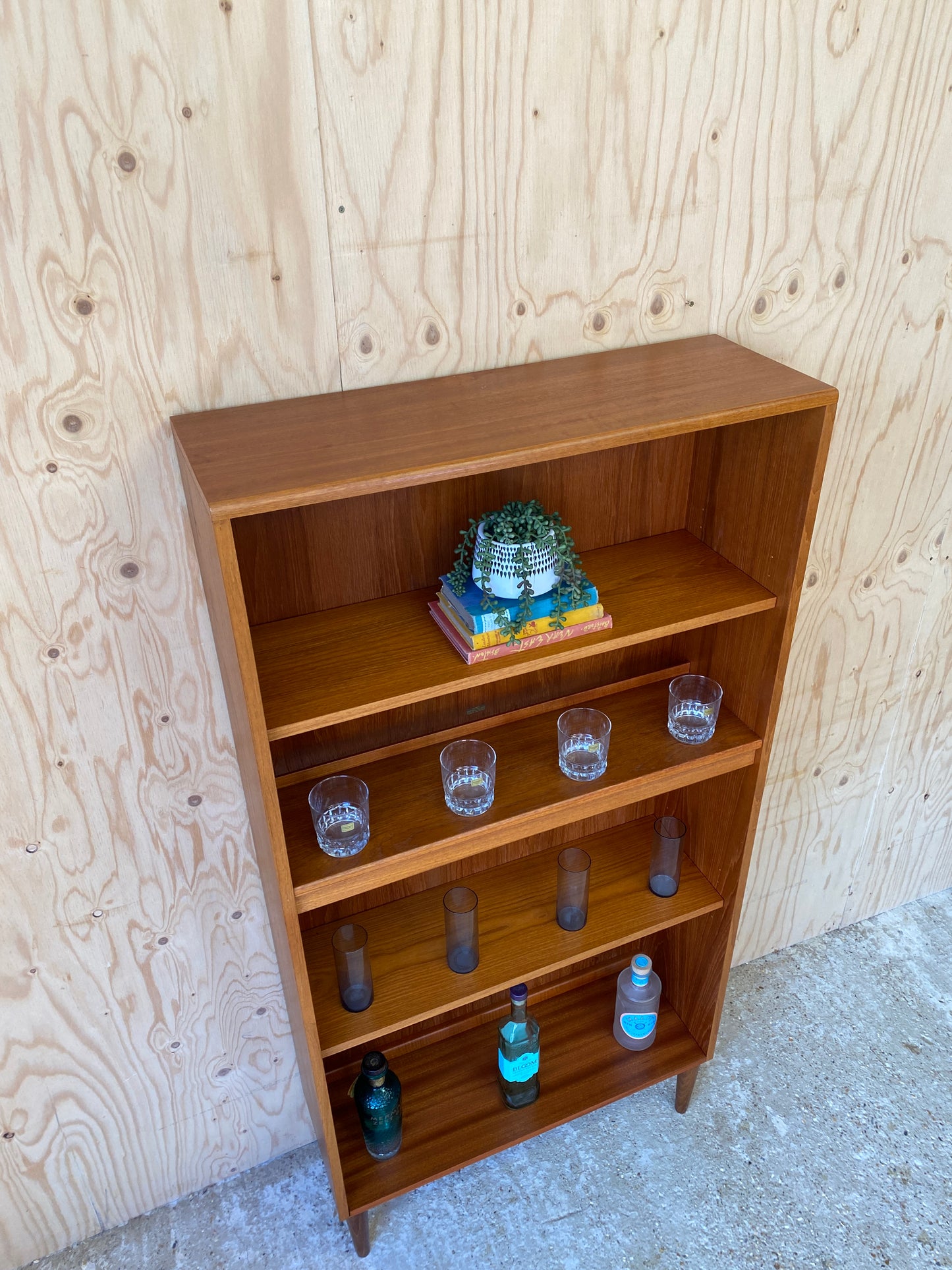 Mid Century Vintage Bookcase by British makers GPlan on Wooden Tapered Legs