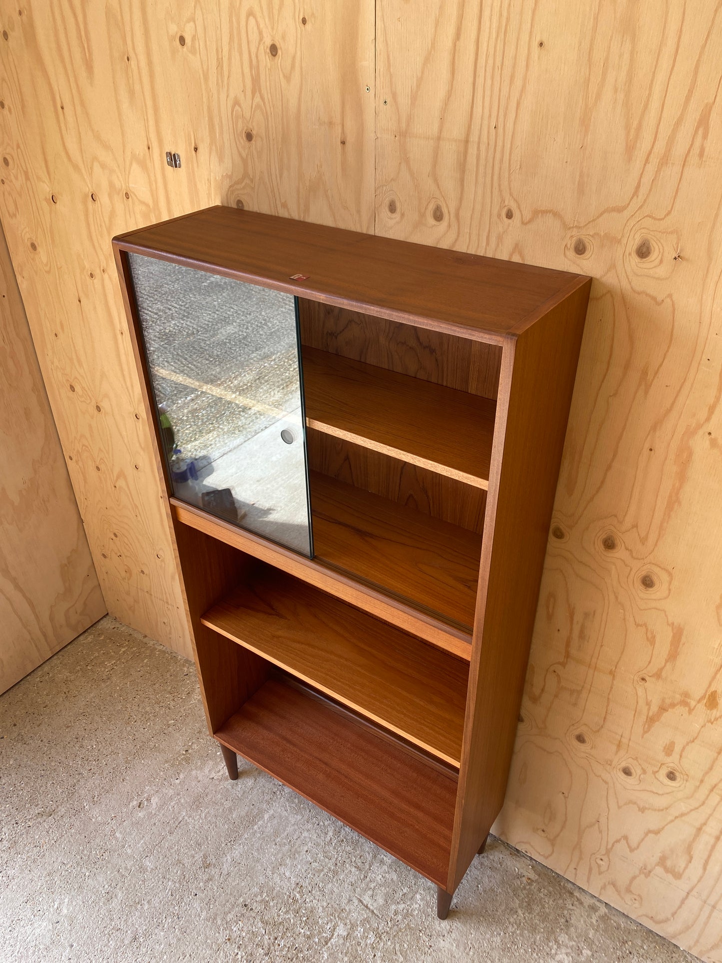 Mid Century Retro Vintage GPlan Fresco Bookcase with Glass Sliding Doors