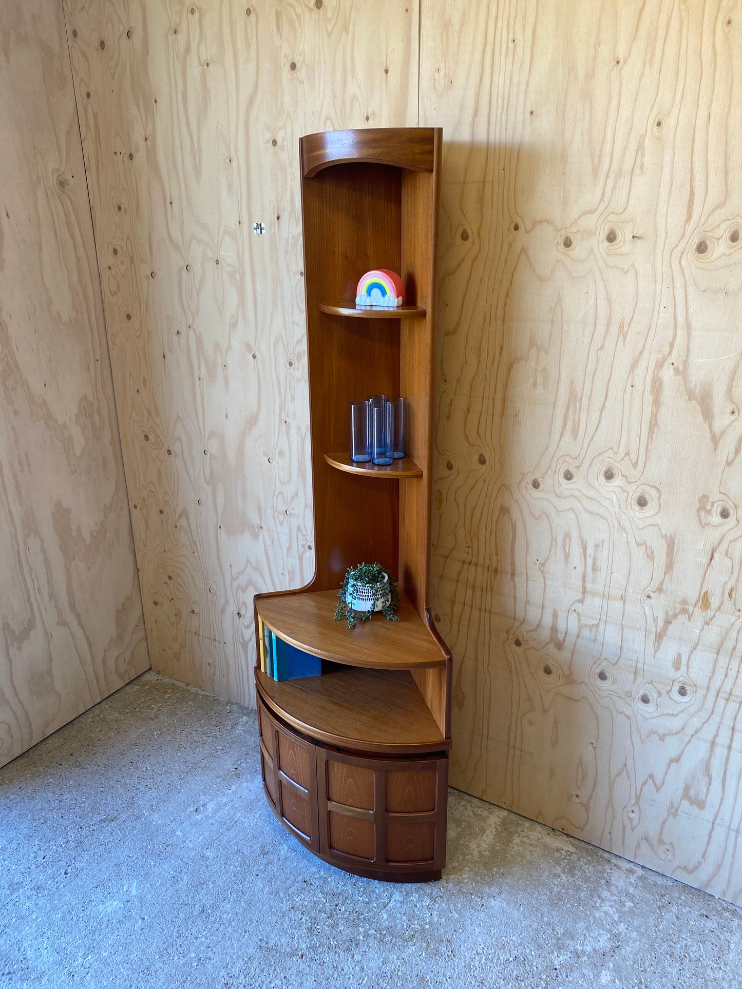 Retro Vintage Mid Century Corner Cabinet by Nathan Furniture