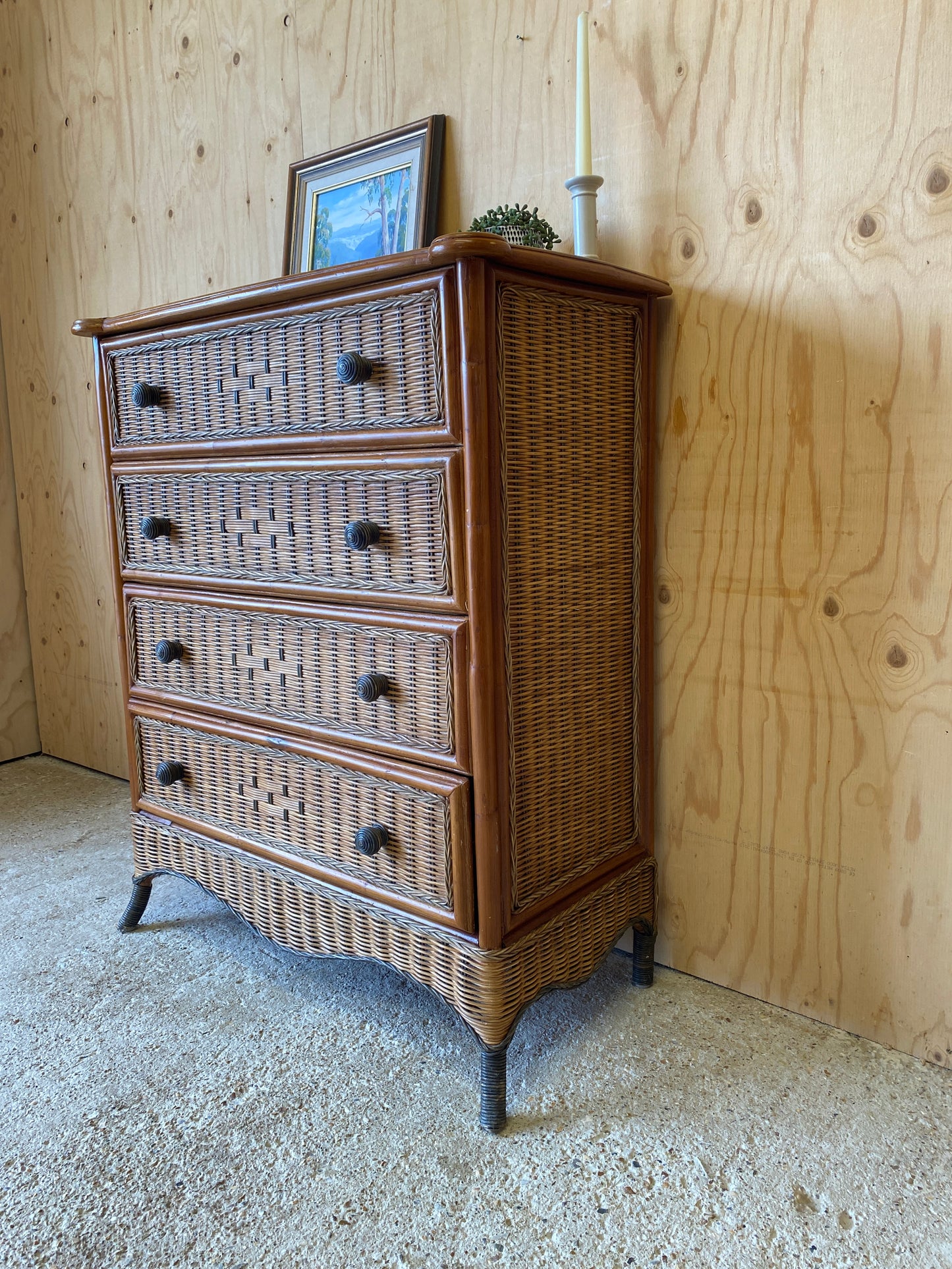 Bamboo & Wicker Chest of Drawers