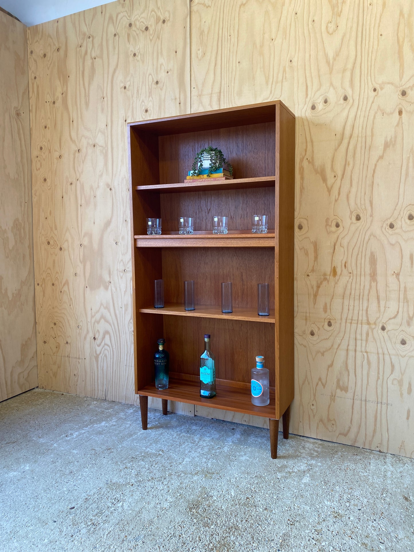 Mid Century Vintage Bookcase by British makers GPlan on Wooden Tapered Legs