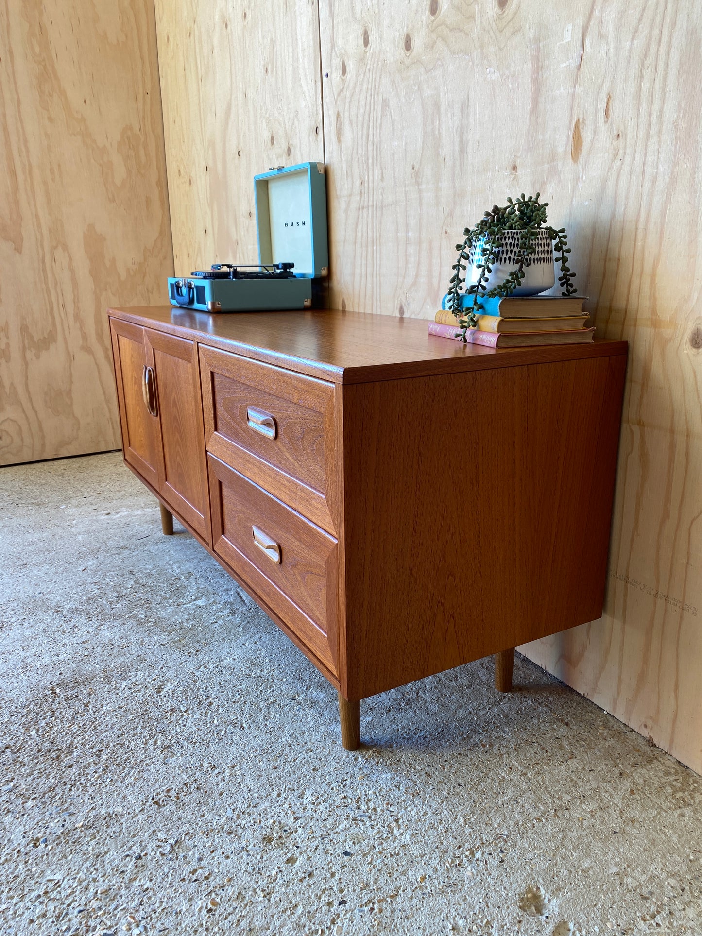 Vintage Retro Mid Century Media Sideboard by British makers GPlan on Wooden Legs