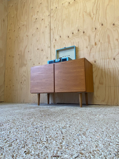 Retro Vintage Mid Century Record Cabinet by British makers Beaver & Tapley on Wooden Tapered Legs