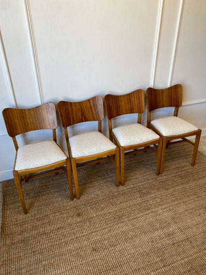 Four Dining Chairs with Bouclé Seats