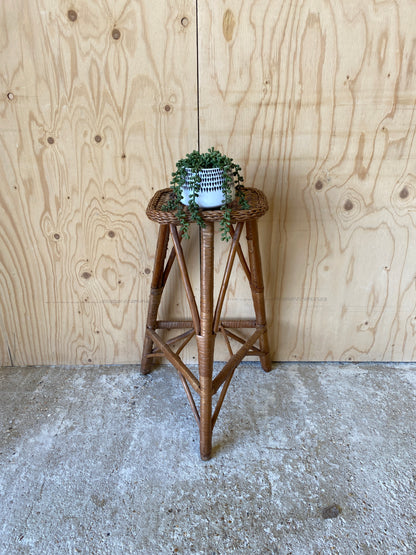 Vintage Cane Stool / Plant Stand