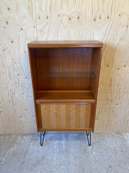 Mid Century Retro Vintage GPlan Chevron Drinks Cabinet on Black Hairpin Legs