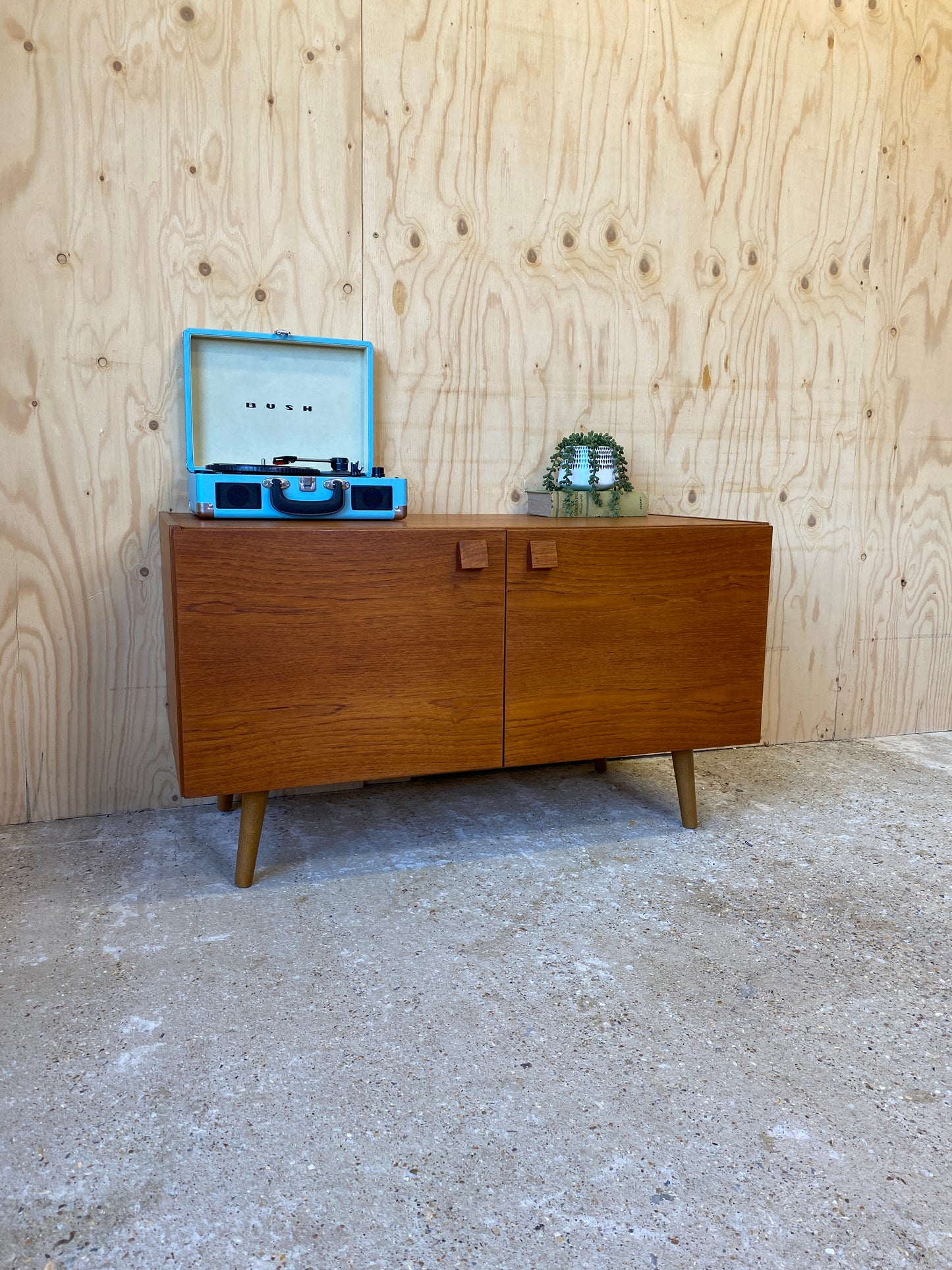 Vintage Retro Mid Century Sideboard by Danish makers Domino Mobler on Wooden Tapered Legs