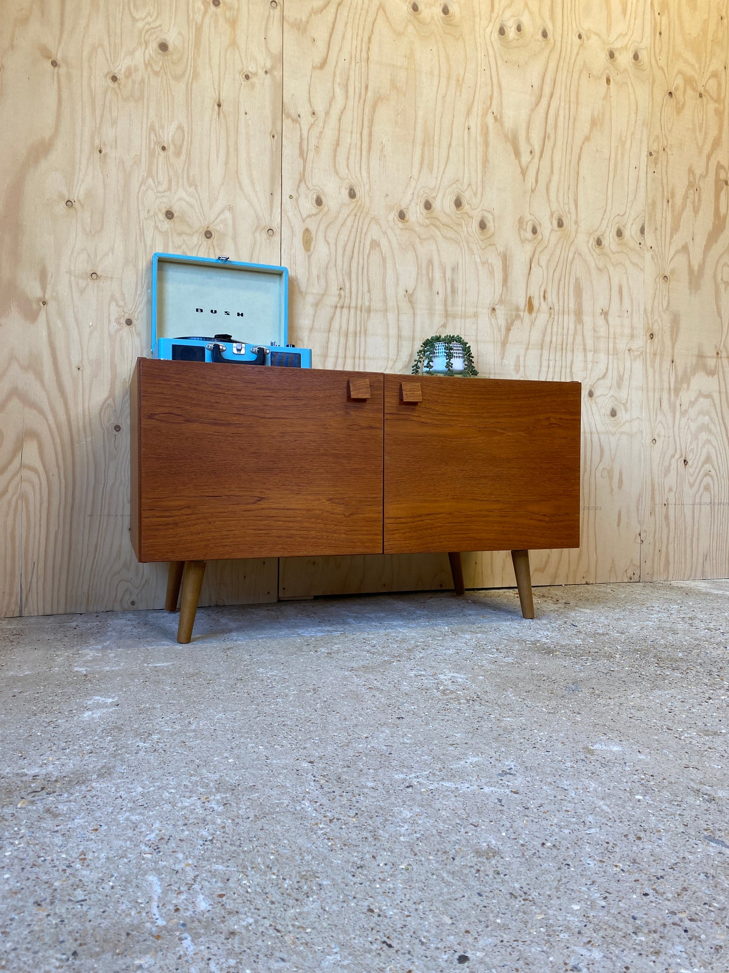 Vintage Retro Mid Century Sideboard by Danish makers Domino Mobler on Wooden Tapered Legs