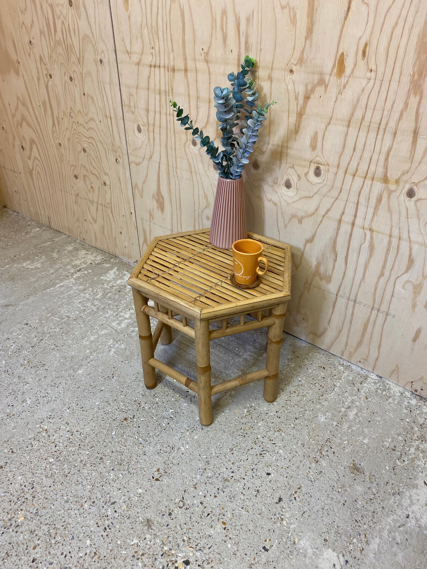 Mid Century Retro Bamboo Side Table