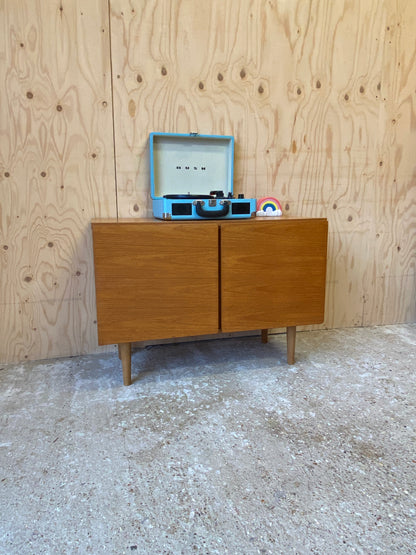 Retro Vintage Mid Century Record Cabinet by British makers Beaver & Tapley on Wooden Tapered Legs