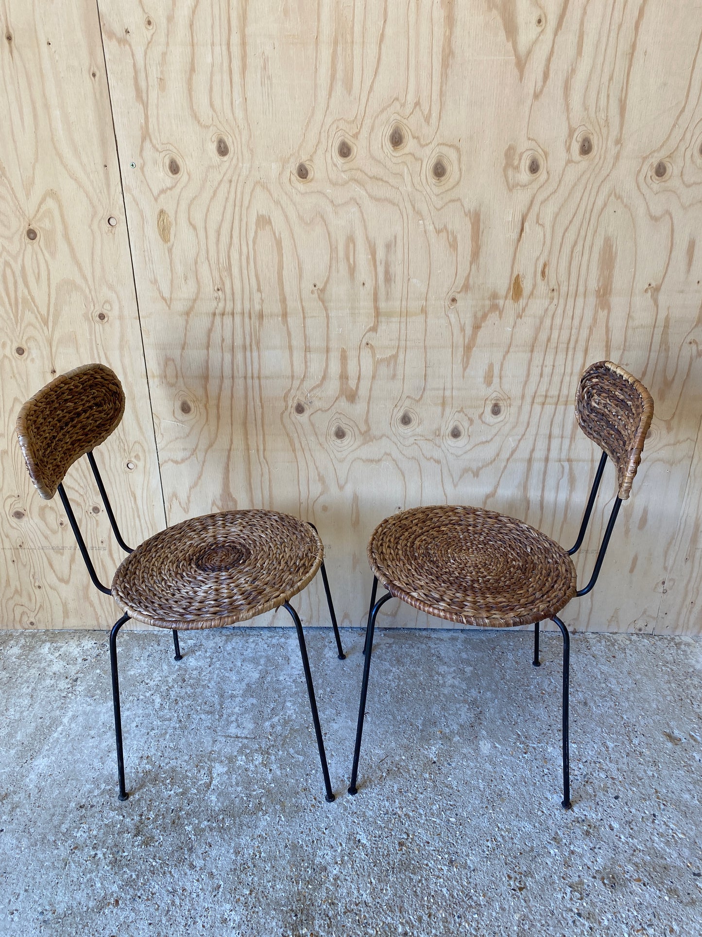 Vintage Pair of Wicker Wire Chairs