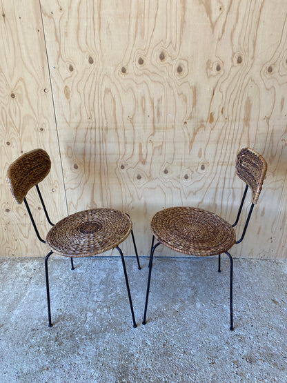 Vintage Pair of Wicker Wire Chairs