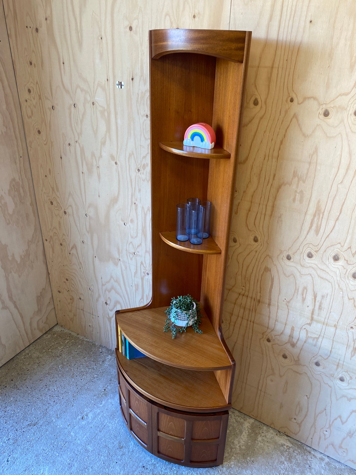 Retro Vintage Mid Century Corner Cabinet by Nathan Furniture