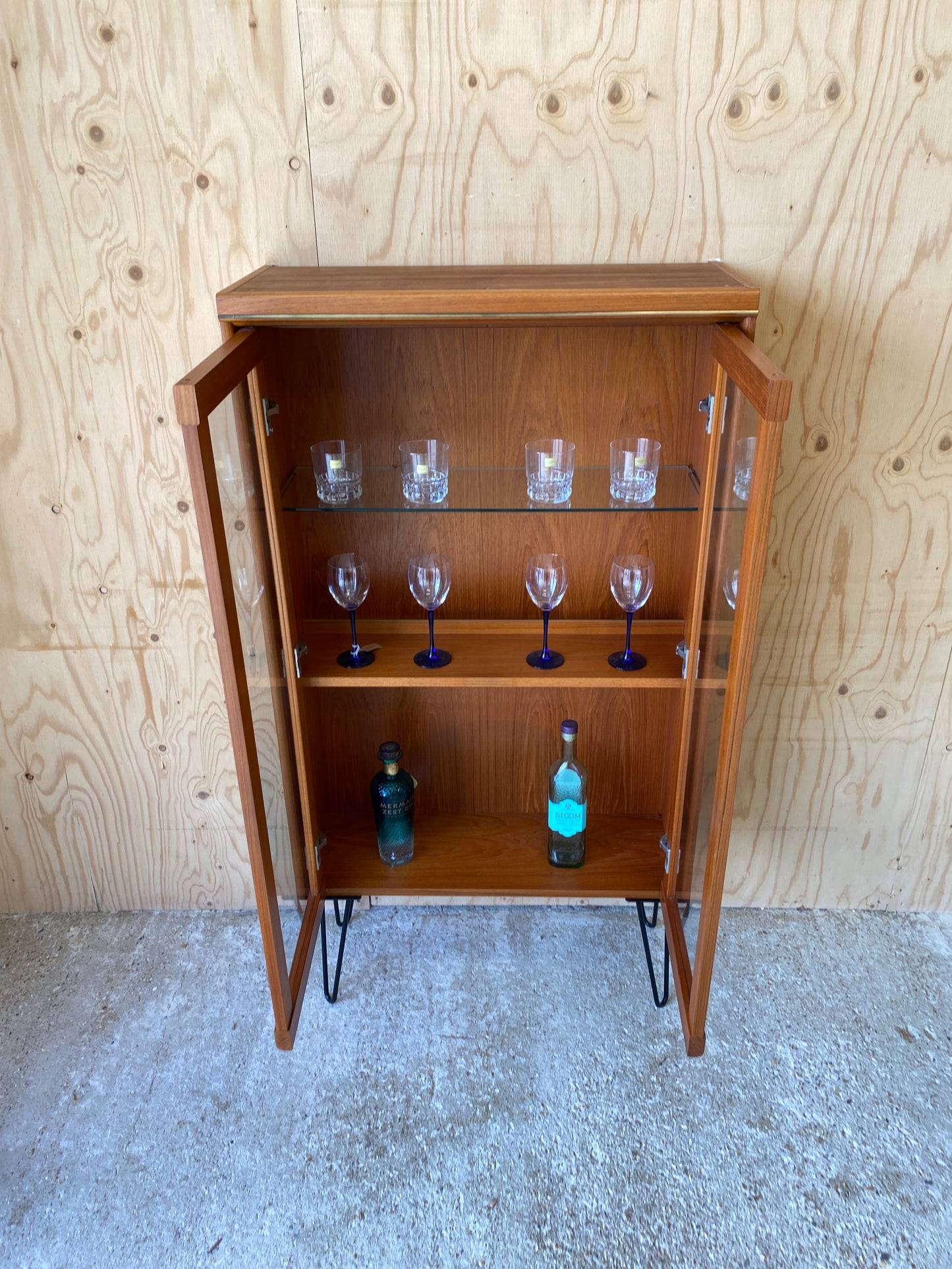 Vintage GPlan Chevron Drinks Cabinet on Hairpin Legs