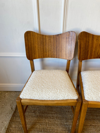 Four Dining Chairs with Bouclé Seats