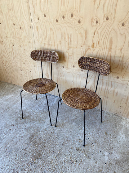 Vintage Pair of Wicker Wire Chairs