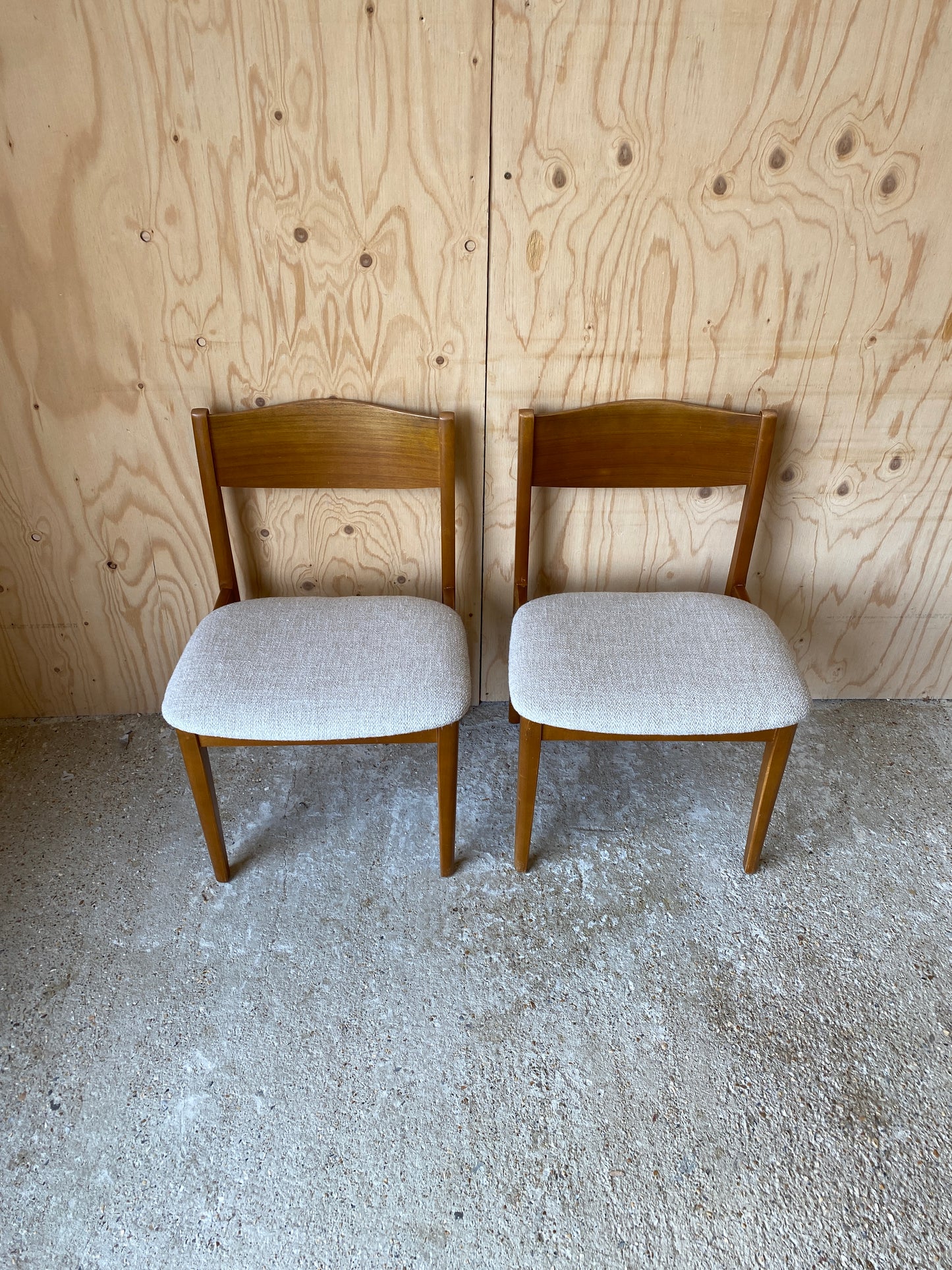 Retro Mid Century Dining Chairs x 2 - Re Upholstered