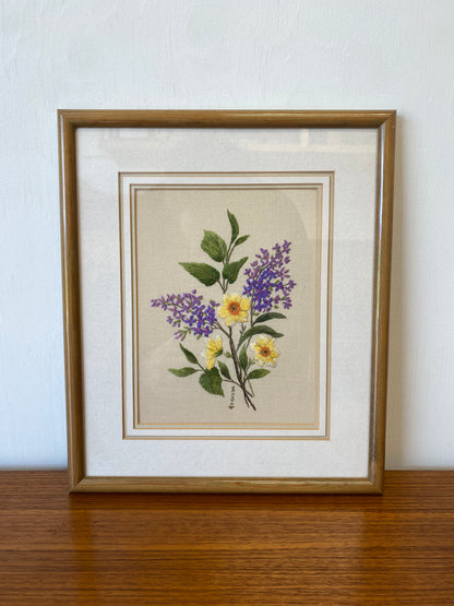Vintage Framed Flower Embroidery