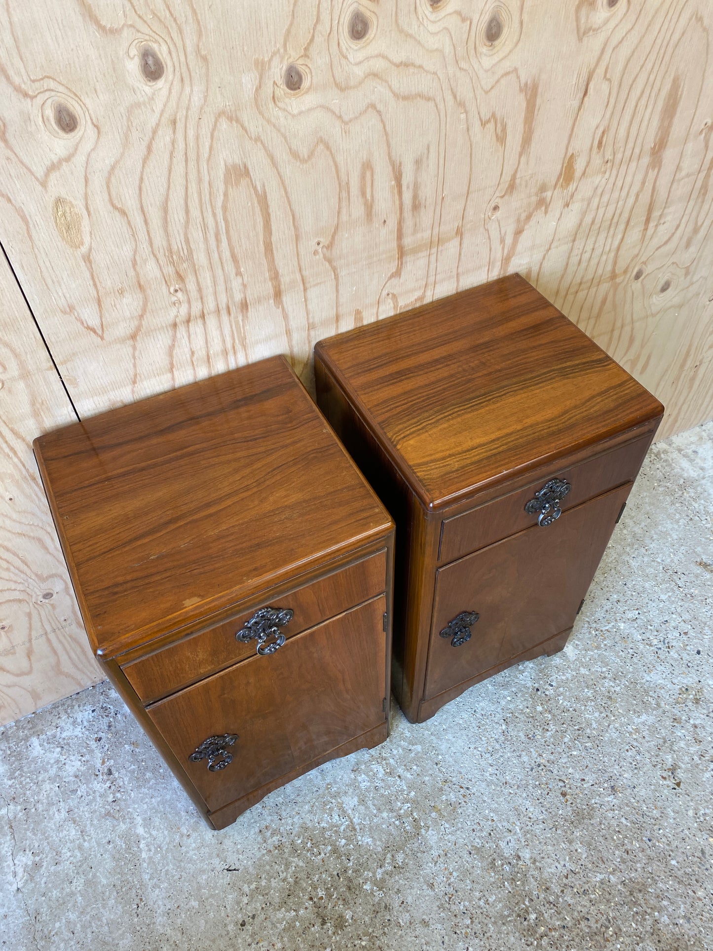 Vintage 1960's Art Deco Bedside Tables by B&A Furniture