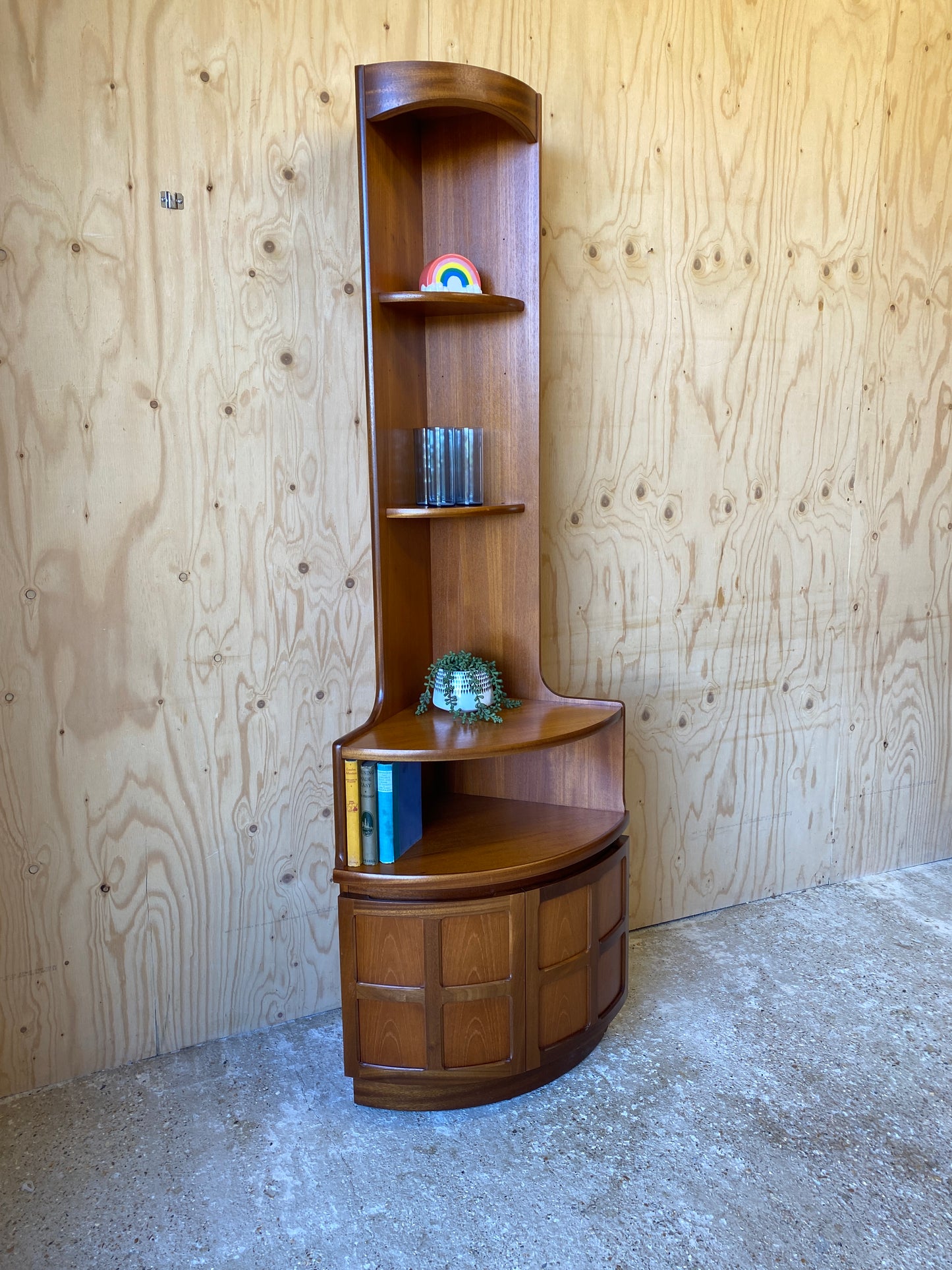 Retro Vintage Mid Century Corner Cabinet by Nathan Furniture