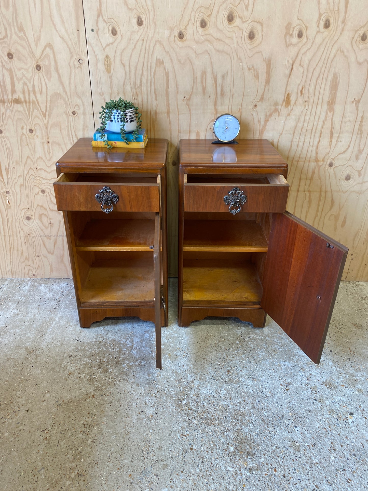 Vintage 1960's Art Deco Bedside Tables by B&A Furniture