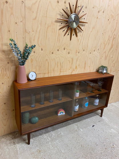 Mid Century Retro Vintage Cabinet with Glass Sliding Doors