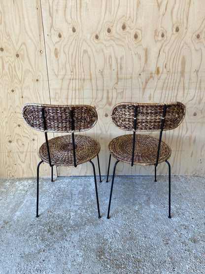 Vintage Pair of Wicker Wire Chairs