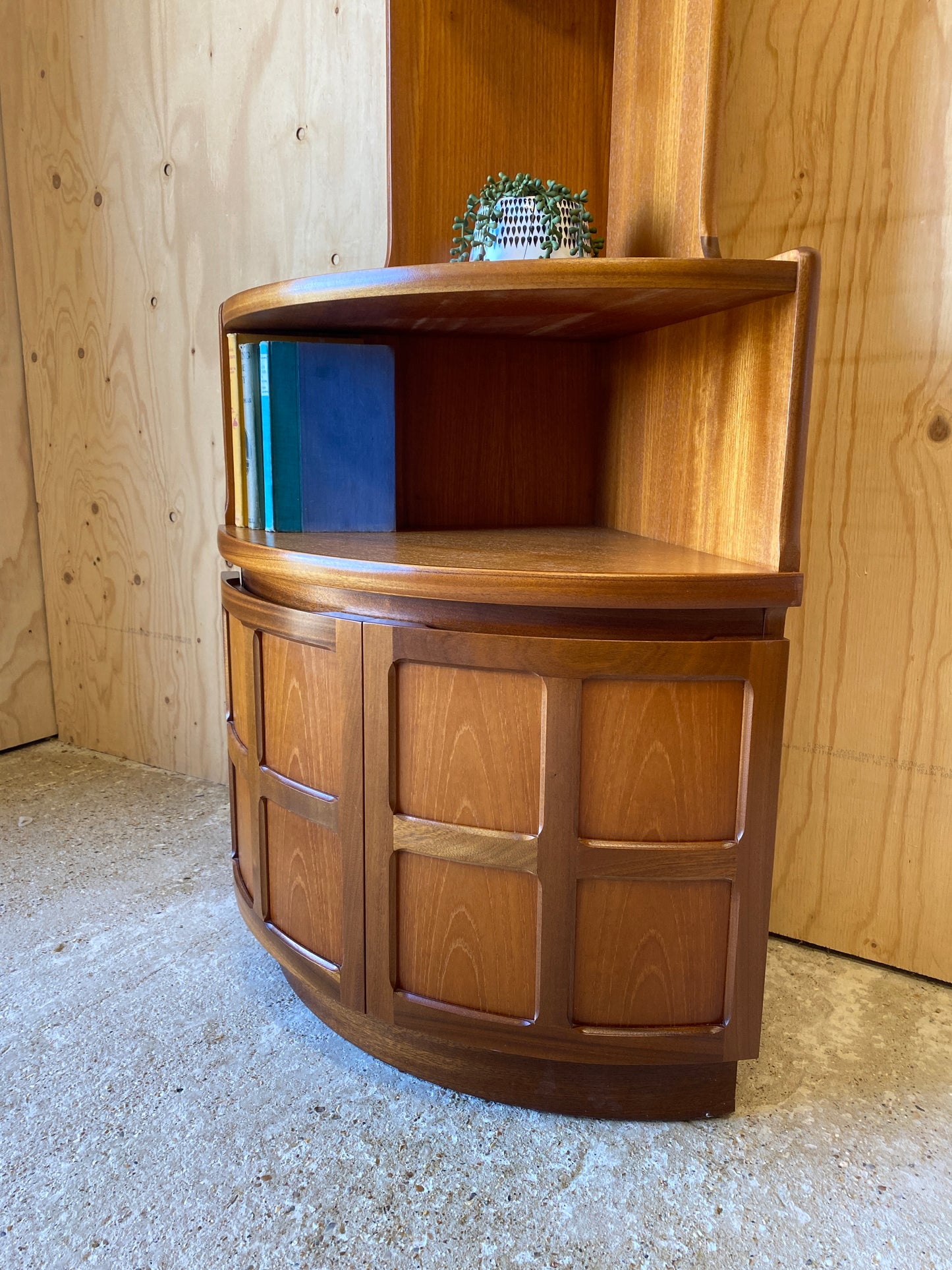 Retro Vintage Mid Century Corner Cabinet by Nathan Furniture