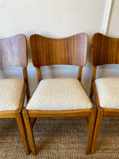Four Dining Chairs with Bouclé Seats