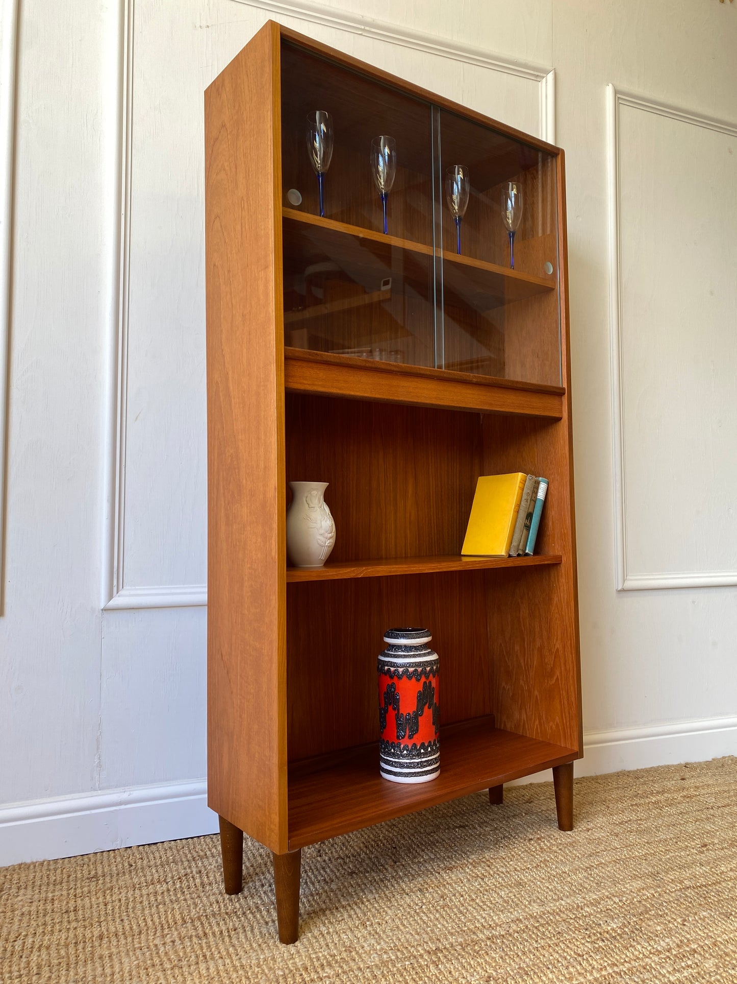GPlan Bookcase With Glass Sliding Doors