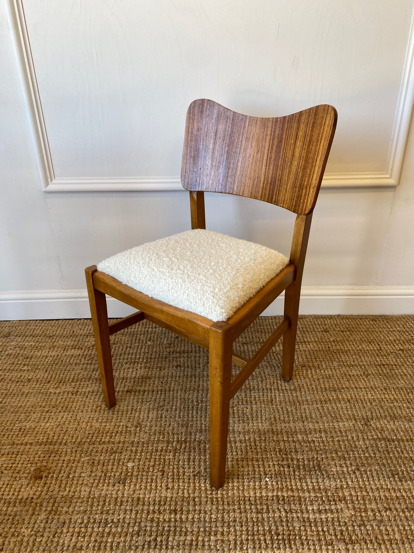 Four Dining Chairs with Bouclé Seats