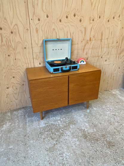 Retro Vintage Mid Century Record Cabinet by British makers Beaver & Tapley on Wooden Tapered Legs