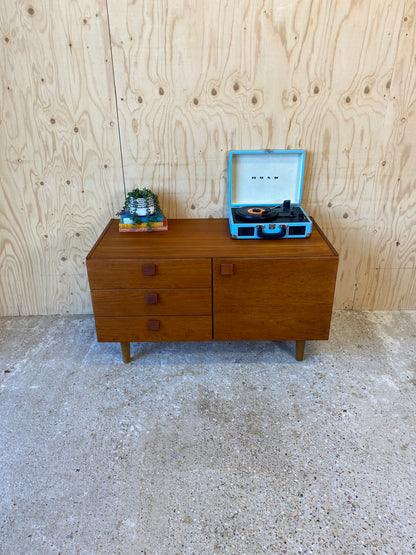 Vintage Retro Mid Century Sideboard by Danish Makers Domino Mobler on Wooden Tapered Legs