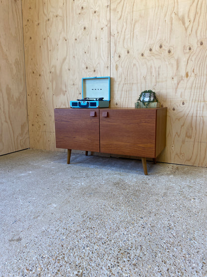 Vintage Retro Mid Century Sideboard by Danish makers Domino Mobler on Wooden Tapered Legs