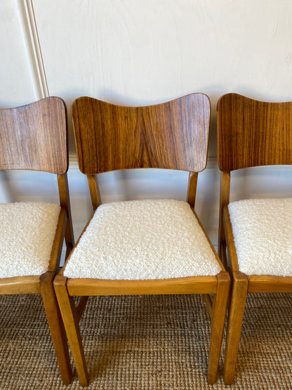 Four Dining Chairs with Bouclé Seats