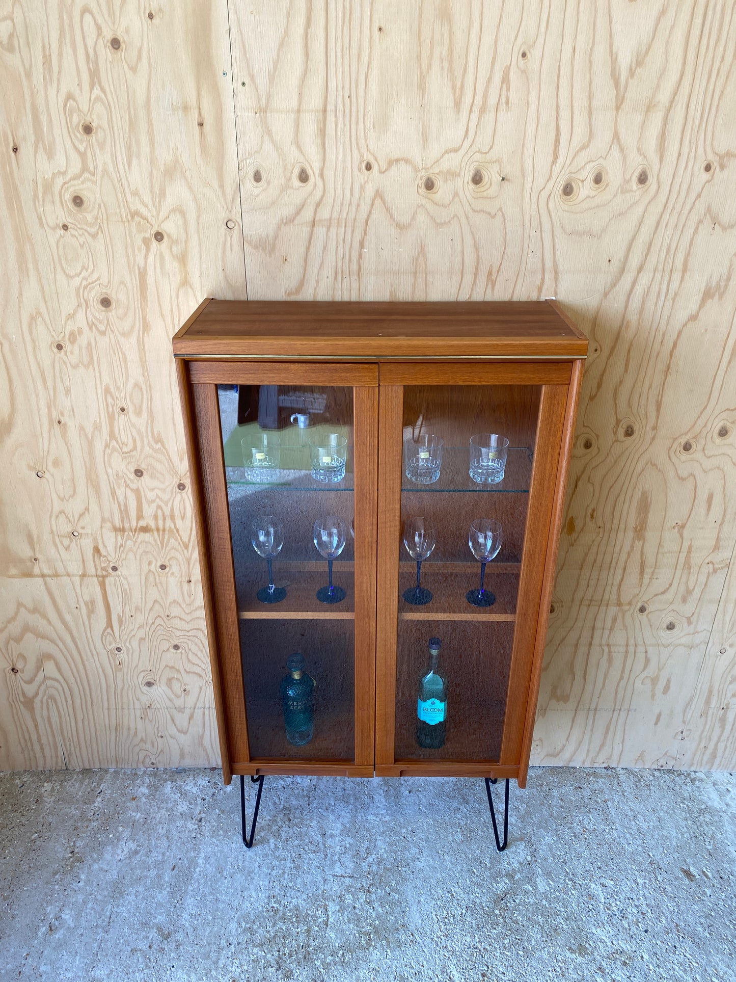 Vintage GPlan Chevron Drinks Cabinet on Hairpin Legs