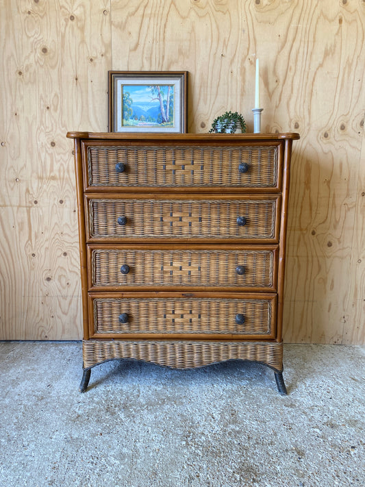 Bamboo & Wicker Chest of Drawers