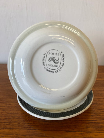 Poole Pottery Charcoal Cups & Saucers x 4