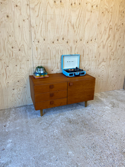 Vintage Retro Mid Century Sideboard by Danish Makers Domino Mobler on Wooden Tapered Legs